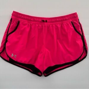 Under Armour Women's Pink Athletic Shorts with drawstring waist & pockets large